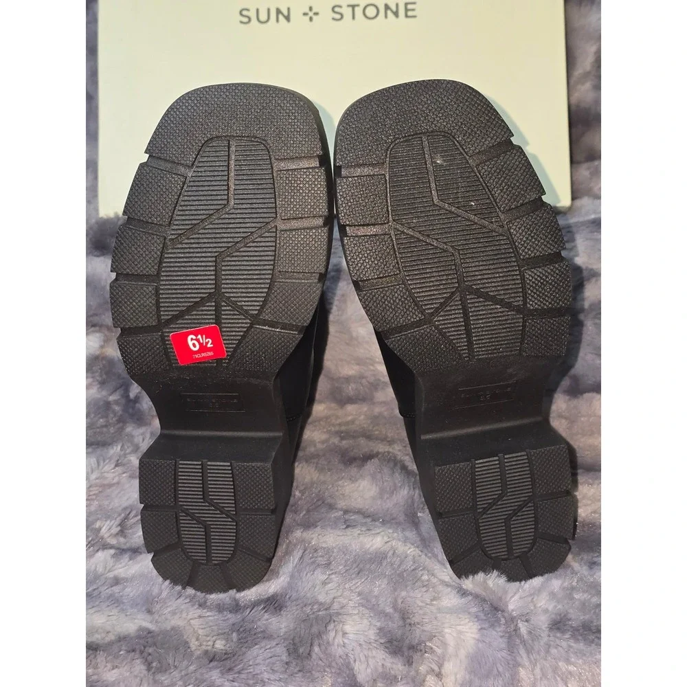 NWB Sun & Stone Verityy Black Chelsea Lug Sole Platform Boots Size‎ 6.5
